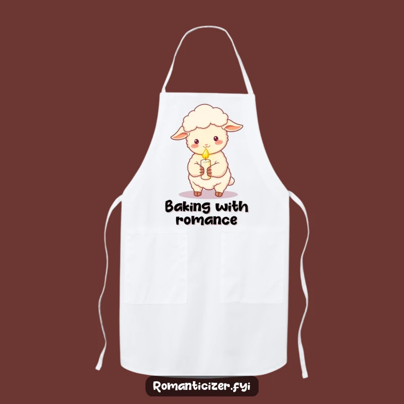 Funny Romantic Sheep Candle Apron - Chef's Charming Glow for the Kitchen