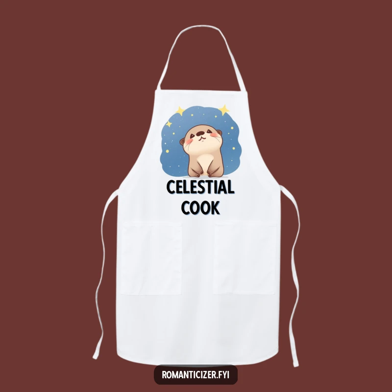 Funny Otter Stargazing Apron - Cute Gift for Cosmic Cooks