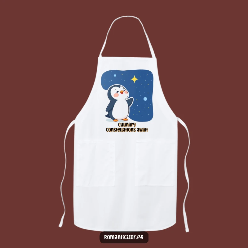 Funny Delighted Penguin Star Gazer Apron - Cook Under the Magic of the Night