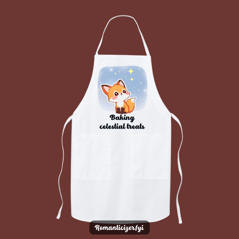 Funny Fox Starry Eyes Apron: Cook Up Magic in the Kitchen