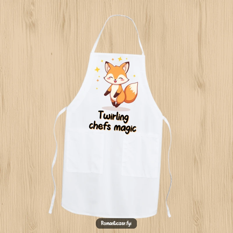 Funny Fox Apron: A cheerful fox twirls with a halo of stars, bringing magical fun to kitchen tasks.