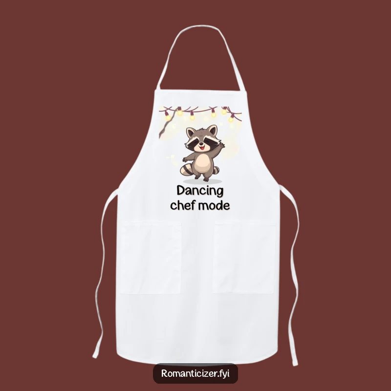 Funny Raccoon Apron: Kitchen Dance Party Under Fairy Lights, Chefs Humor