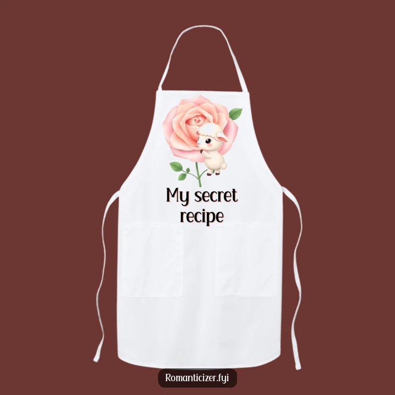 Funny Sheep Apron: Garden Secrets & Blooming Roses, Kitchen Humor