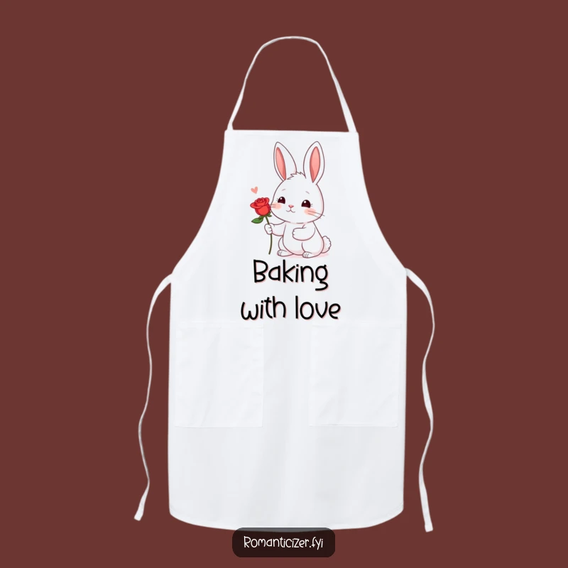 Funny Shy Rabbit Rose Apron: Sweet Kitchen Moments, Perfect Gift!