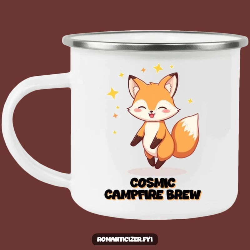 Funny Fox Stars Camping Mug: Cheerful Twirling Mug for Magical Campers