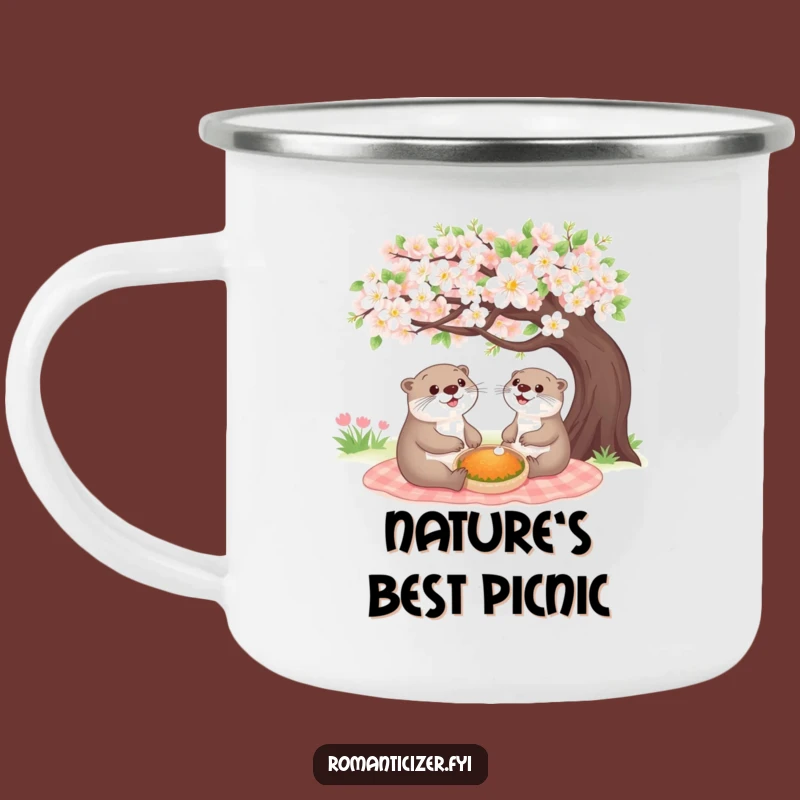 Funny Cheerful Otter Picnic Camping Mug - Adventure Ready and Adorable