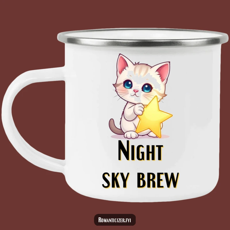 Funny Kitten Star Camping Mug: Celestial Sips, A Durable Funny Gift
