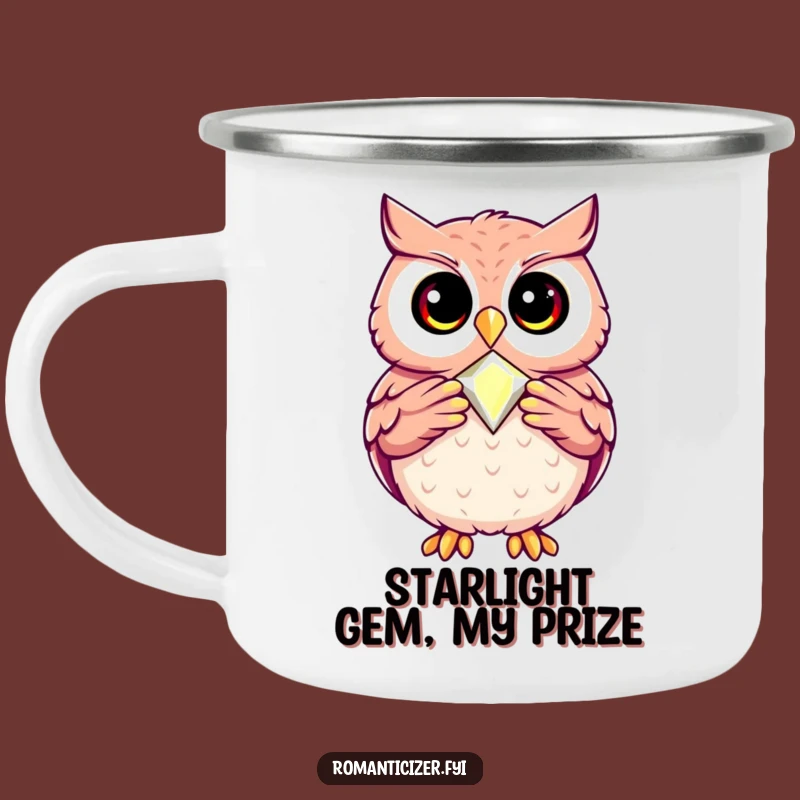 Funny Owl Jewel Camping Mug: Wise Brews, Humorous Outdoor Gift