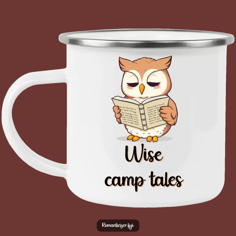 Funny Owl Sonnet Camping Mug: Literary Charm for Outdoor Reading