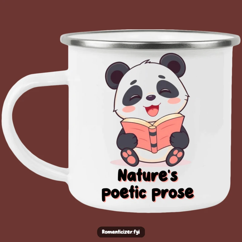 Funny Panda Poetry Camping Mug: Durable Book Lover Drinkware, Perfect Funny Gift!