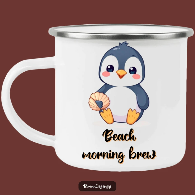 Funny Penguin Seashell Camping Mug - Cute Gift for Outdoorsy Love