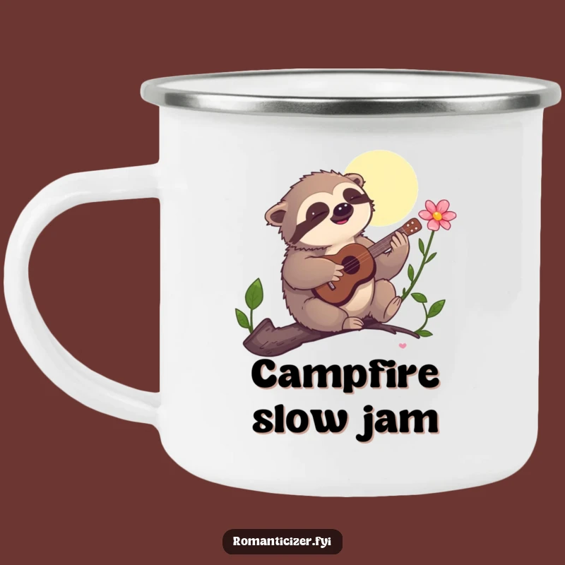 Funny Sloth Serenade Camping Mug - Musical Campfire Companion