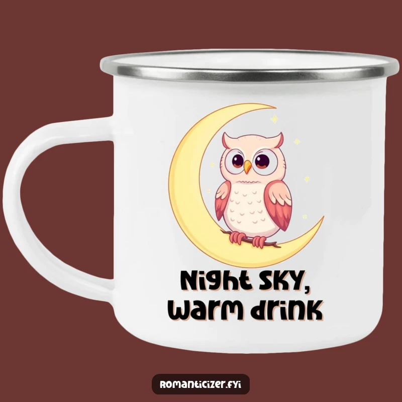 Funny Romantic Owl Moon Camping Mug - Cozy Celestial Drinkware