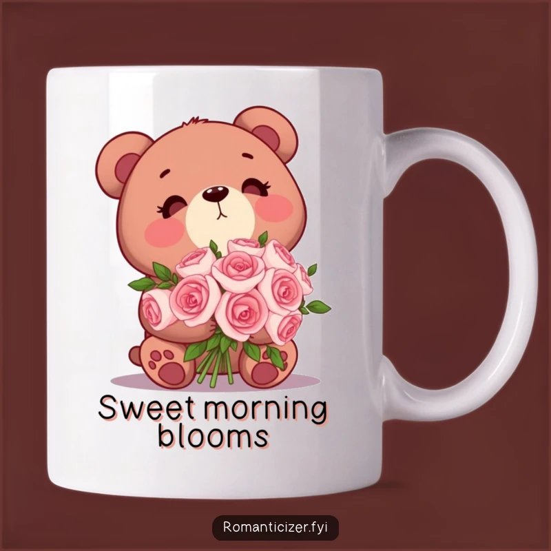 Funny Bear Roses Mug: Cute Dreamy Romantic Gift for Bear Lovers