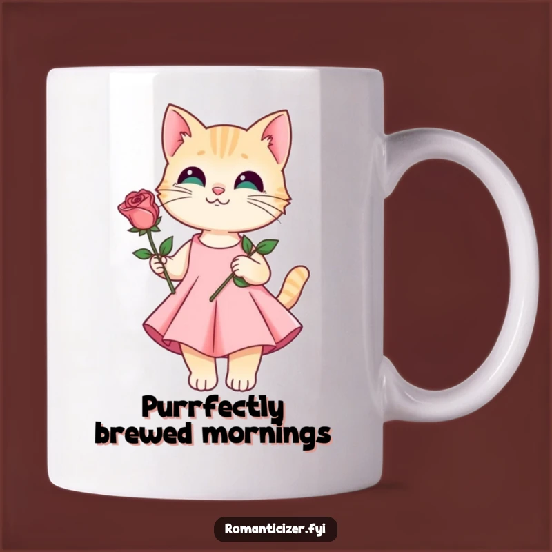 Funny Cat Rose Mug - Elegant Feline Lover Gift!
