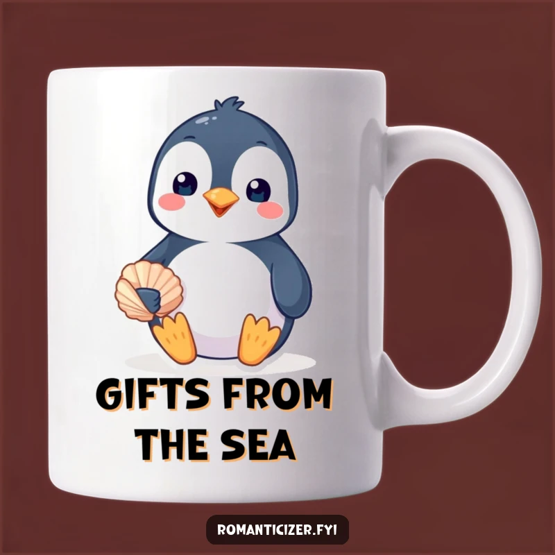 Funny Penguin Seashell Hug Mug - Adorable Loving Gift for Her