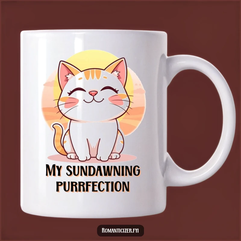 Funny Whimsical Cat Sunset Mug - Perfect Cheerful Gift for Cat Lovers