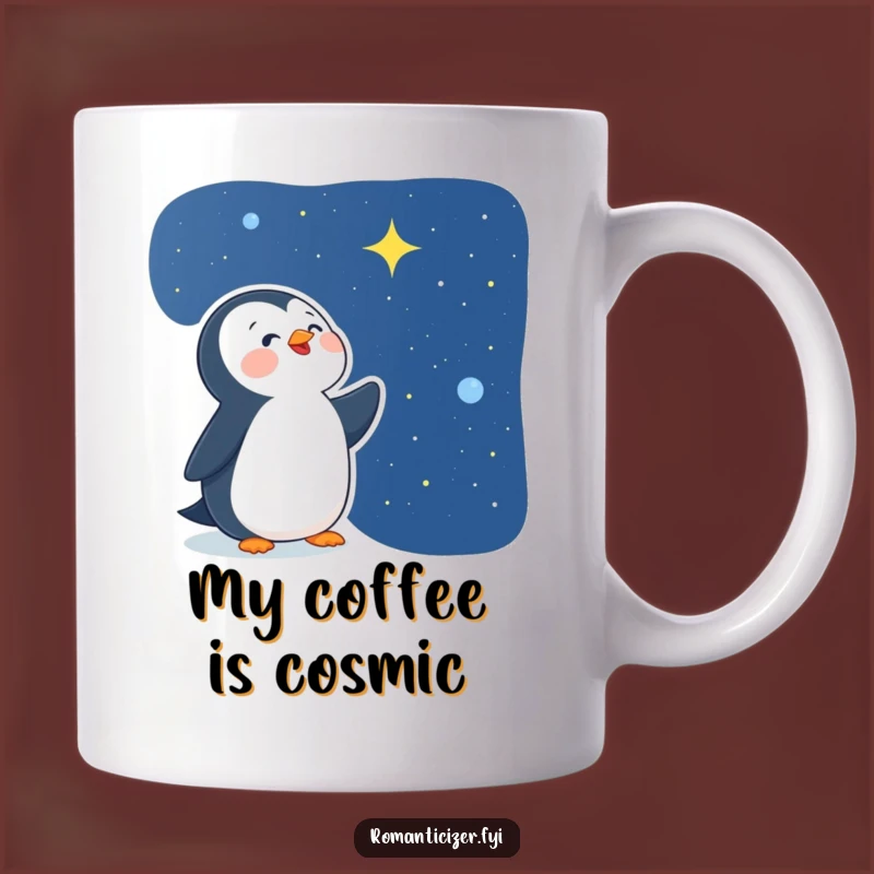 Funny Delighted Penguin Star Gazer Mug - Magical Night Sky Gift for Dreamers