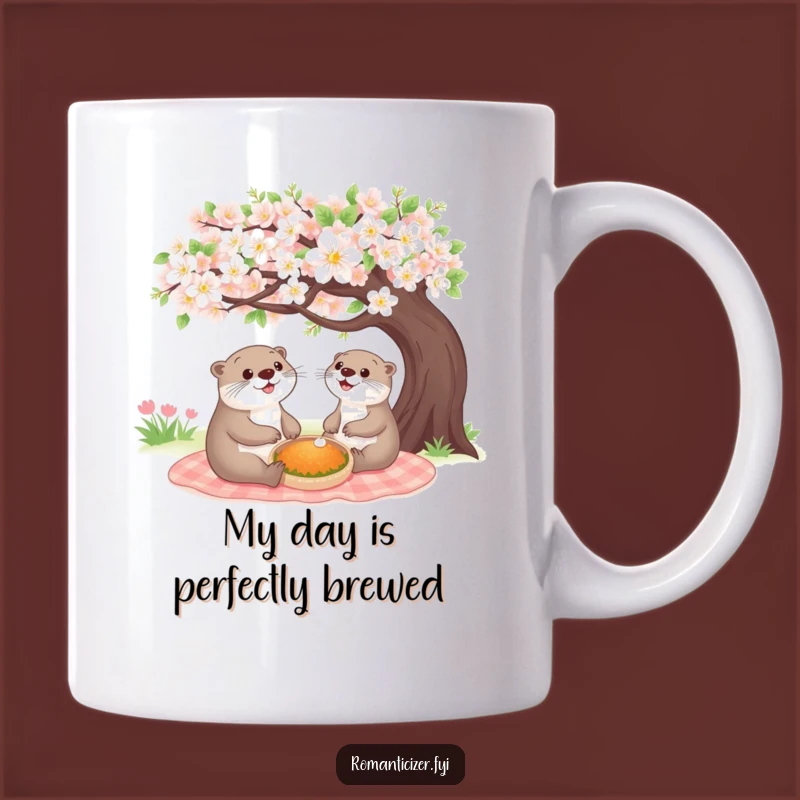 Funny Cheerful Otter Picnic Mug - Adorable Woodland Gift for Joyful Moments