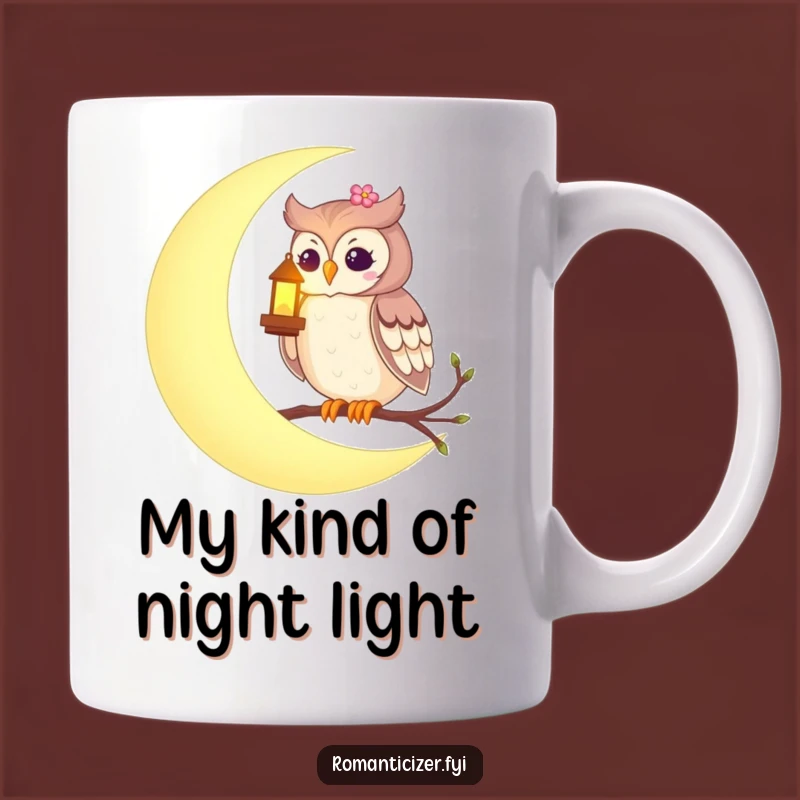 Funny Romantic Owl Moon Mug - Whimsical Starry Night Gift for Couples
