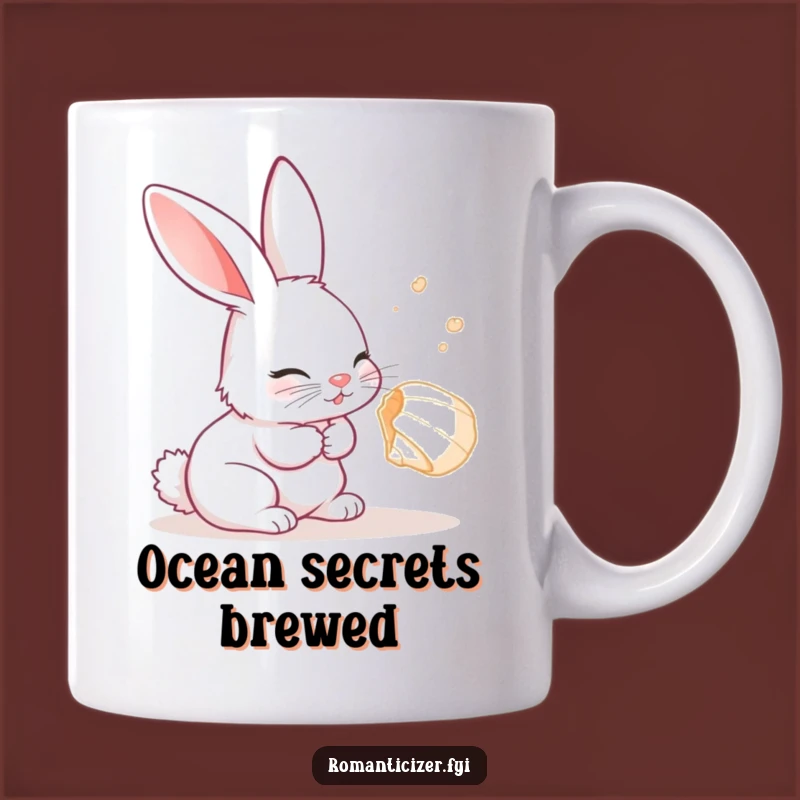 Funny Rabbit Seashell Mug: Curious Listener, Whimsical Funny Gift!