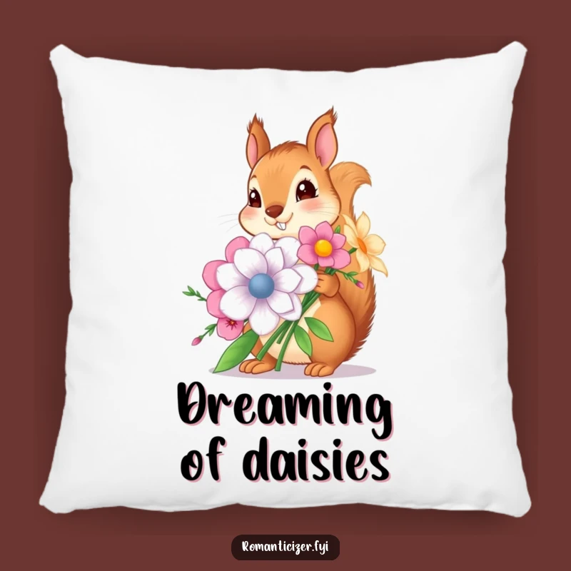 Funny Squirrel Flower Pillow - Cozy & Cute Accent, Hilarious Surprise Gift