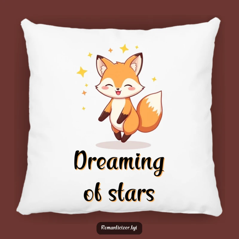 Funny Fox Stars Pillow: Cheerful Twirling Cushion - Cozy Magical Gift