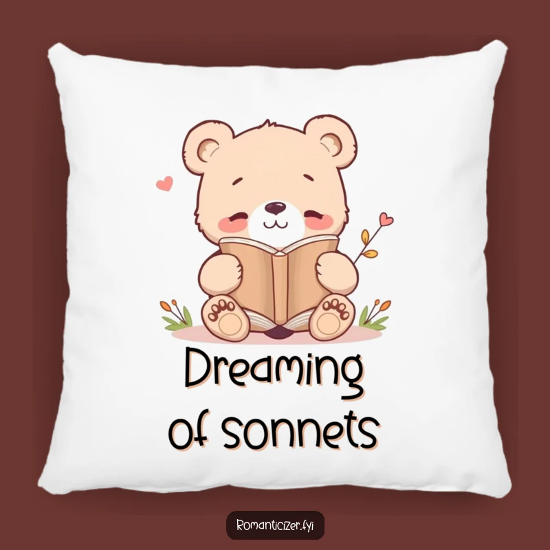 Funny Bear Cub Poetry Pillow: Cozy Comfort for Literary Souls