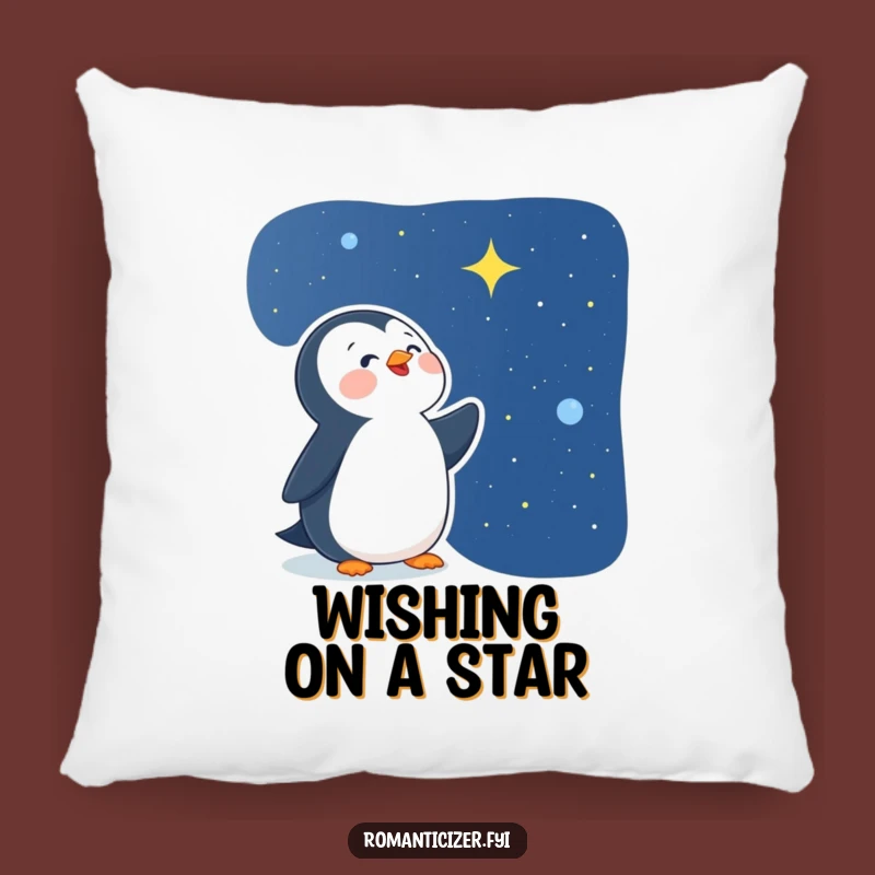Funny Delighted Penguin Star Gazer Pillow - Cozy Comfort Under the Stars