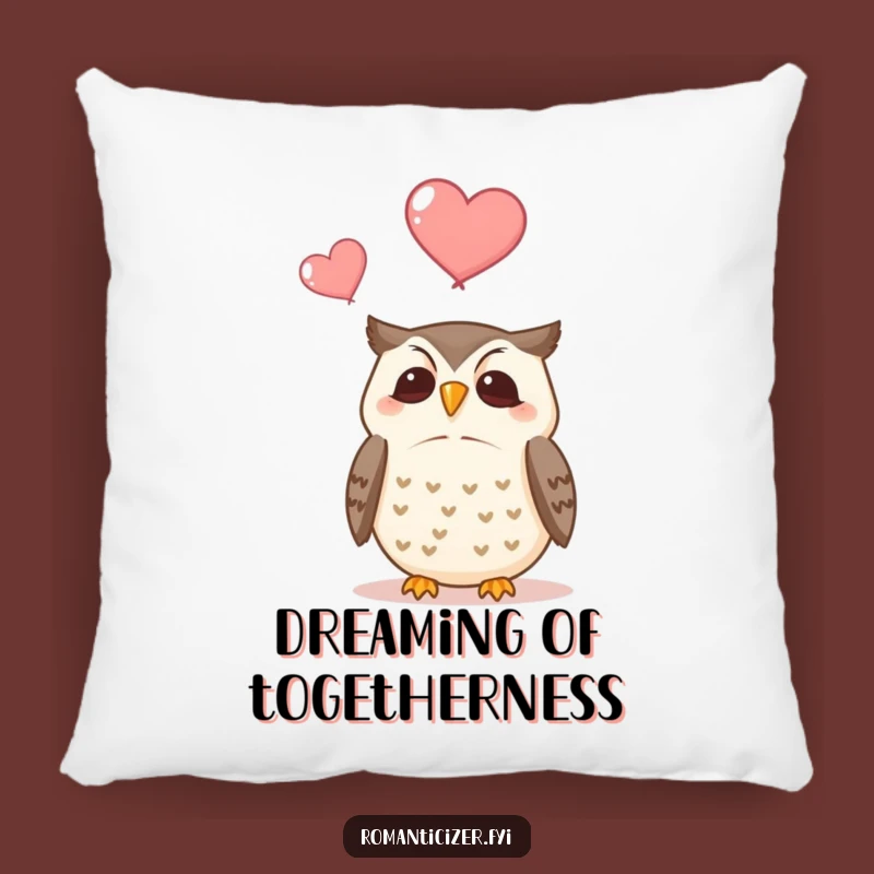 Funny Owl Pillow: Contented Bird Watching Hearts, Cozy and Comical Gift