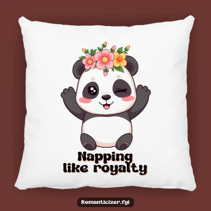 Funny Panda Flower Pillow: Cozy Coy Panda Comfort, Humorous Floral Accent Gift