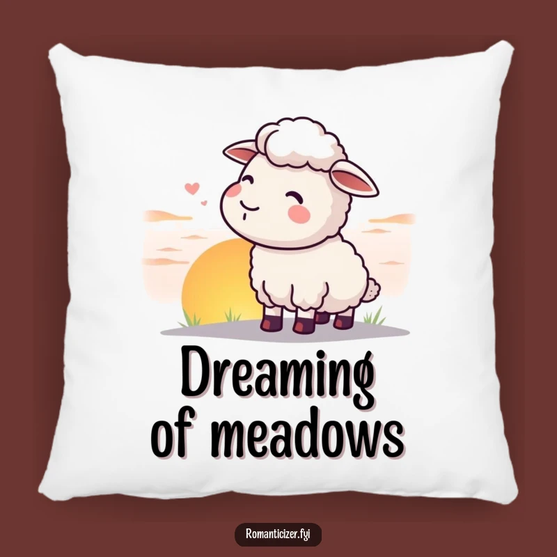 Funny Sheep Sunset Pillow: Cozy Content Creature, Adorable Funny Gift