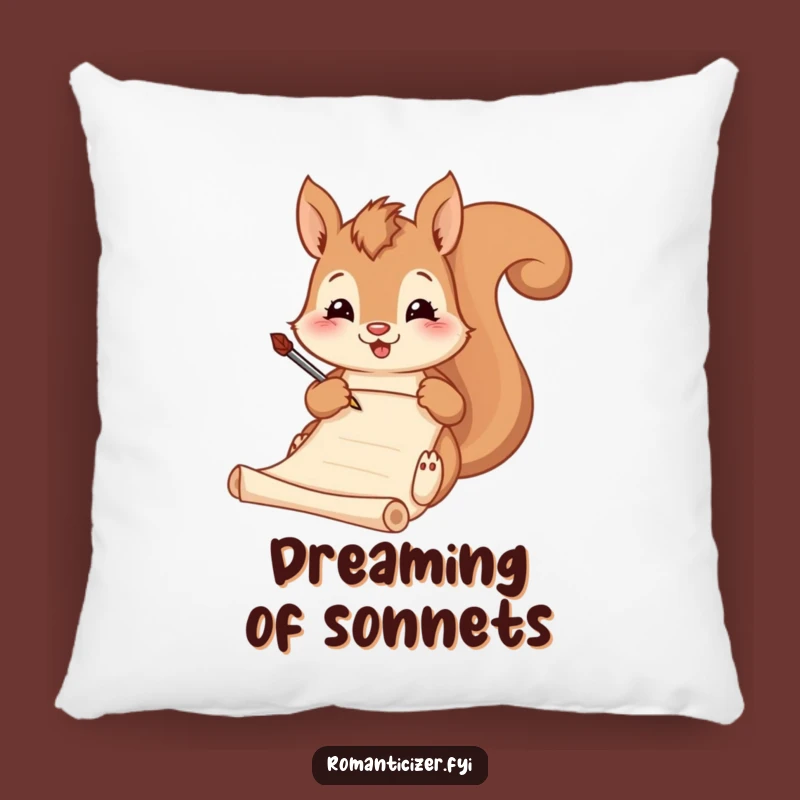Funny Squirrel Poet Pillow - Comfy & Hilarious Literary Accent
