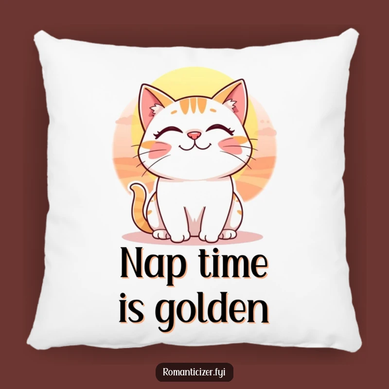 Funny Whimsical Cat Sunset Pillow - Cheerful Accent for Cozy Homes