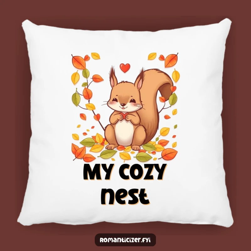 Funny Squirrel Leaf Heart Pillow - Cute & Cozy Decor for Sofa