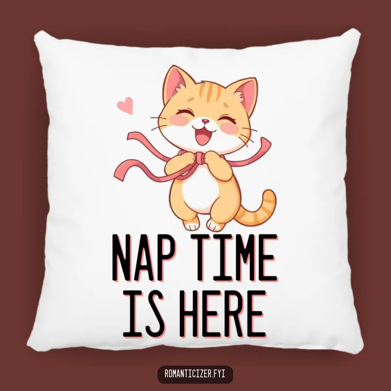 Funny Cat Ribbon Twirl Pillow: Cozy Comfort with a Playful Twist