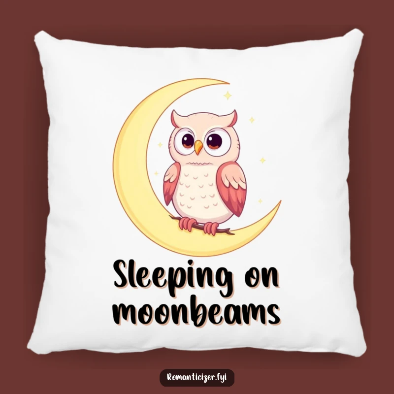 Funny Romantic Owl Moon Pillow - Cozy & Whimsical Celestial Decor