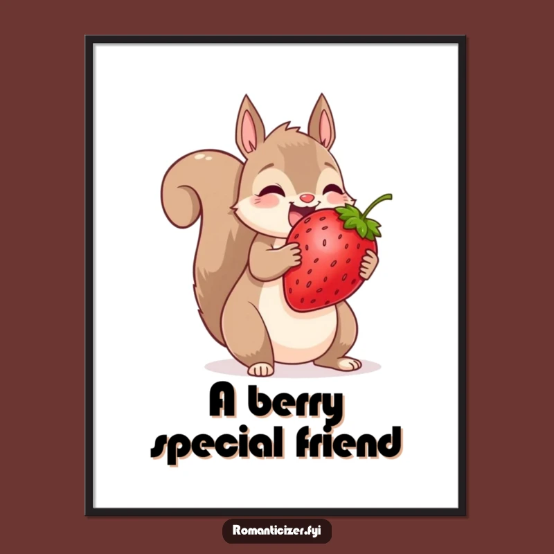 Funny Squirrel Strawberry Digital Print: Instantly Add Hilarious Sharing Art to Walls