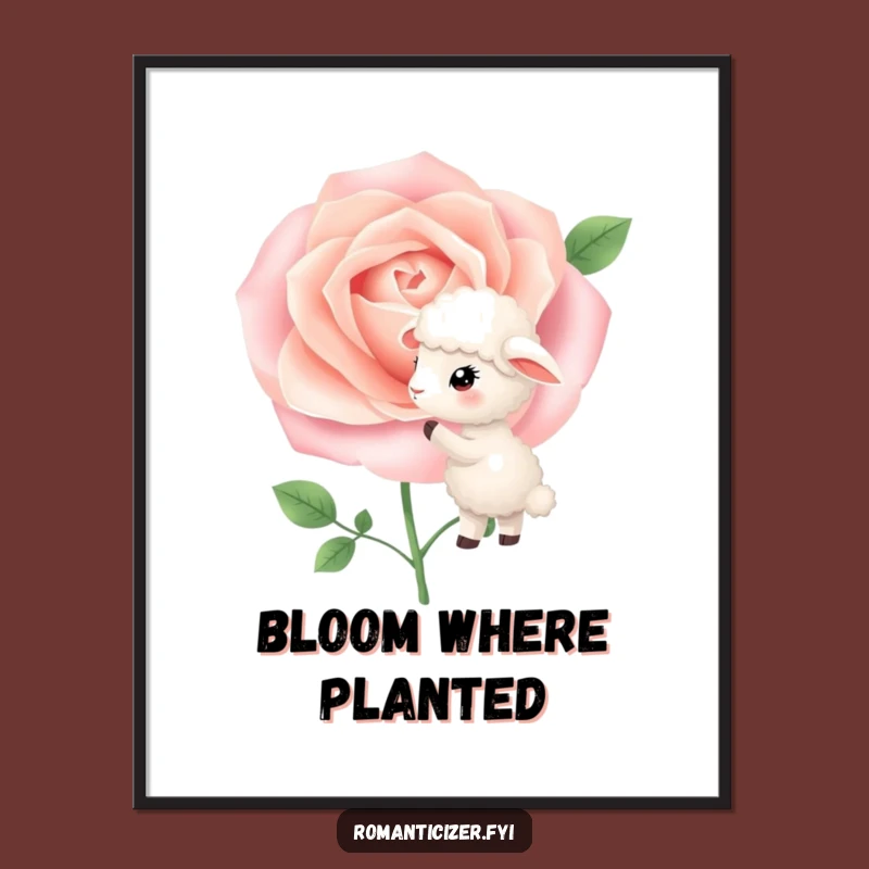 Funny Sheep Digital Art: Rose Whispers, Enchanting Humor Download for Decor