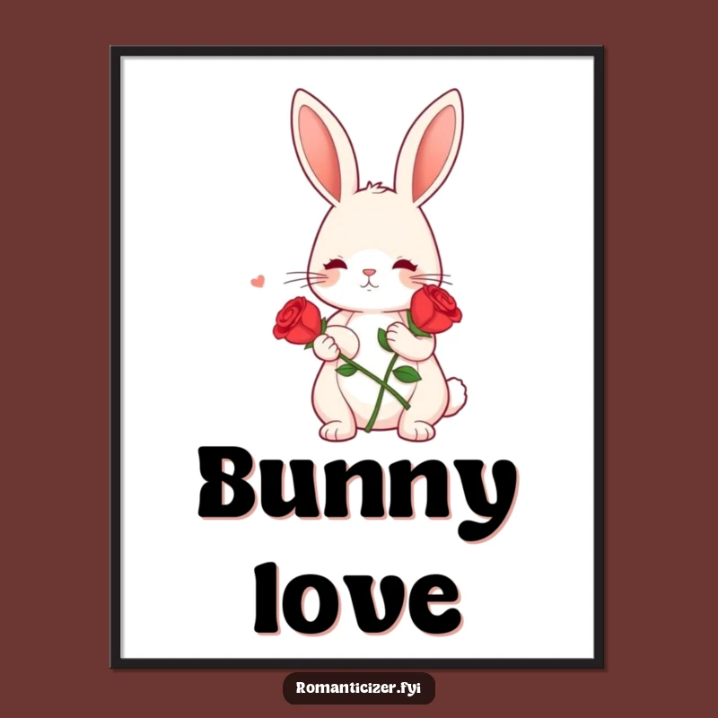 Funny Bunny Rose Digital Art: Instant Dreamy Decor, Perfect Romantic Gift