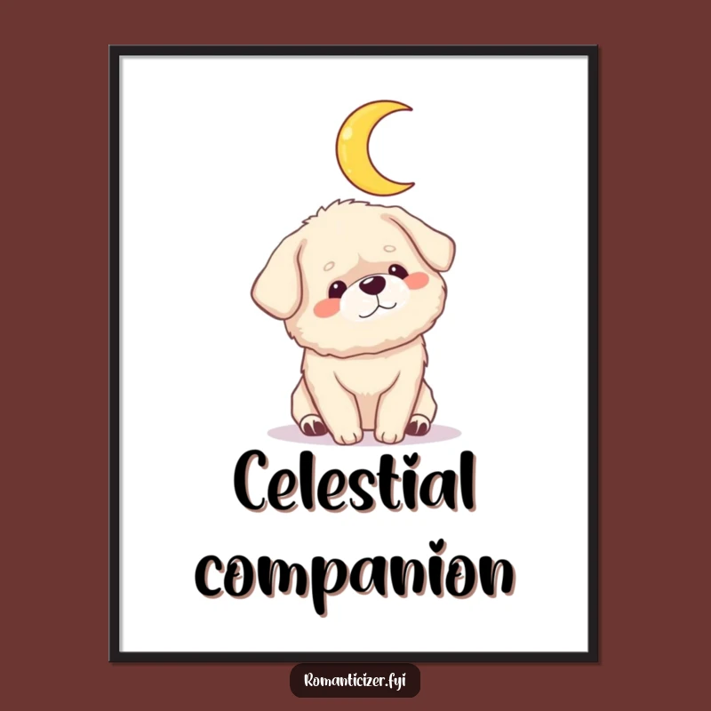 Funny Dog Moon Digital Print: Dreamy Wall Art, Instant Funny Gift Decor