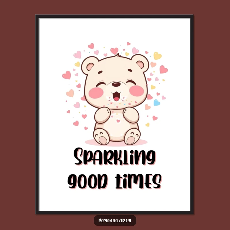 Funny Bear Cub Celebration Digital Print: Hilarious Wall Art for Joyful Spaces