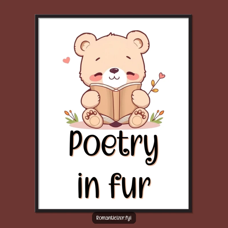 Funny Bear Cub Poetry Digital Art: Instant Literary Laughs for Your Space