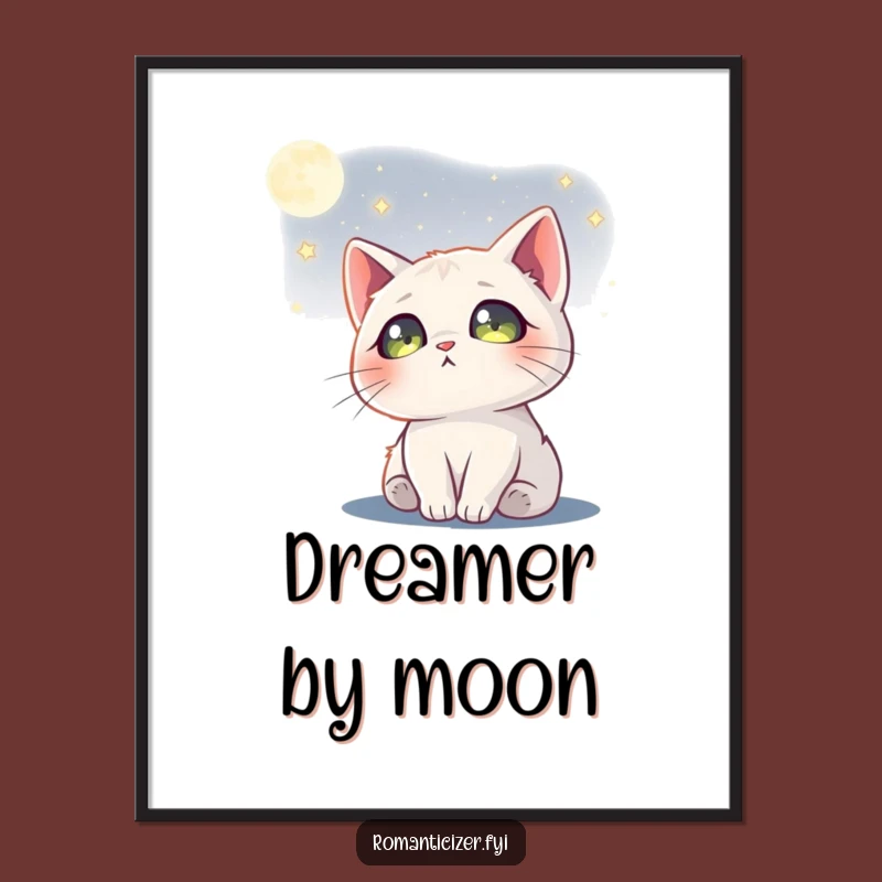 Funny Cat Moon Digital Art A Dreamy Print For Celestial Vibes
