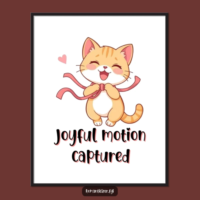 Funny Cat Ribbon Twirl Digital Art: Instantly Add Playful Charm to Your Space
