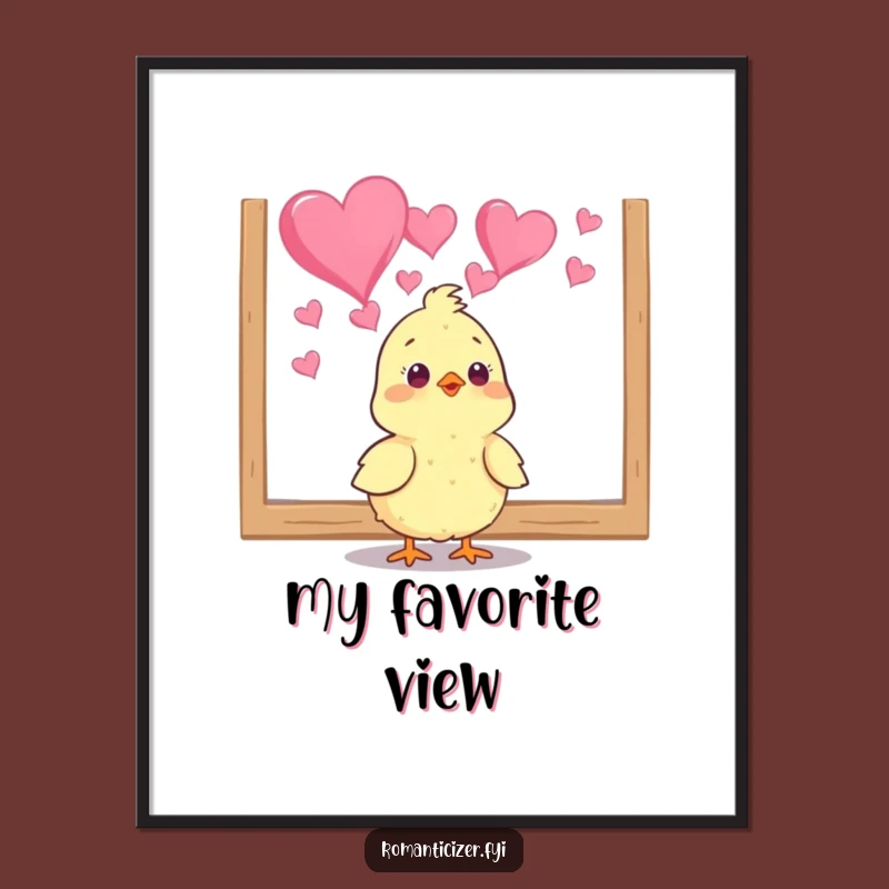 Funny Chick Heart Art Print - Instant Cute Gift for Art Admirers