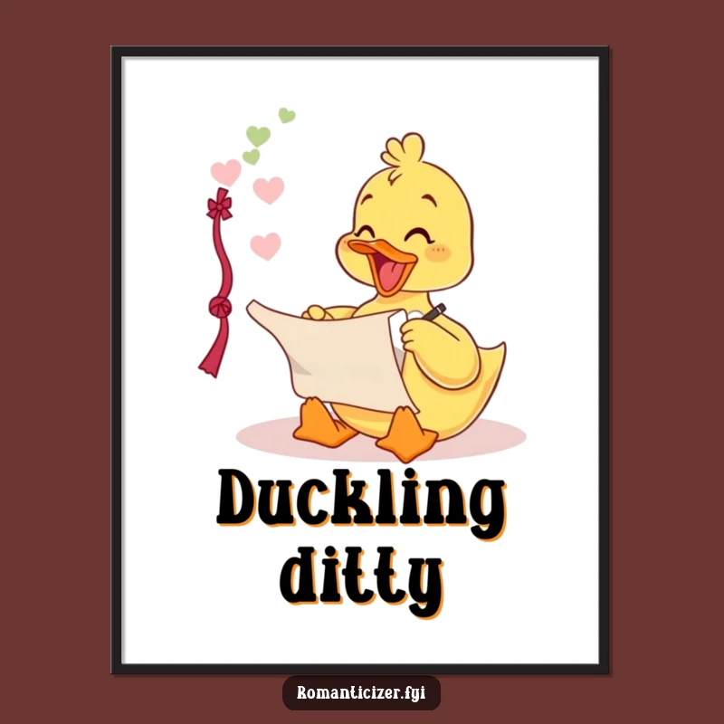 Funny Duckling Poem Digital Art: Instant Romantic Decor, Perfect Love Gift