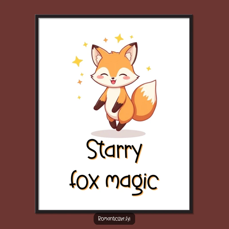 Funny Fox Stars Digital Art: Cheerful Twirling Print for Magical Spaces