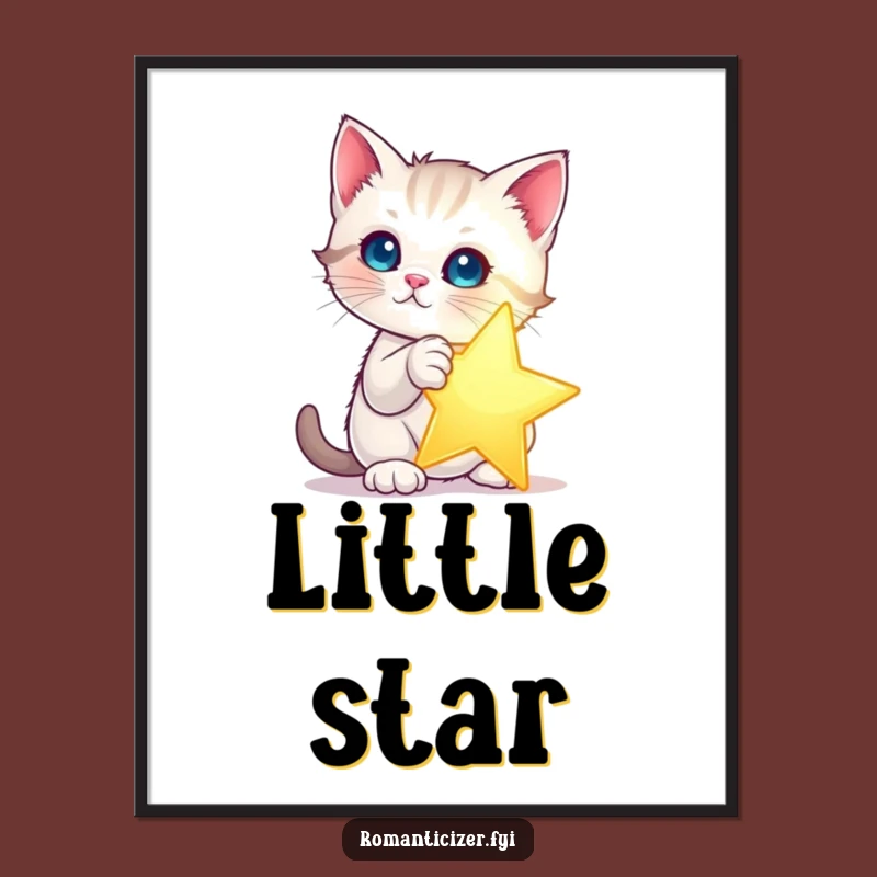 Funny Kitten Star Digital Print: Magical Wall Art, Instant Funny Gift Decor