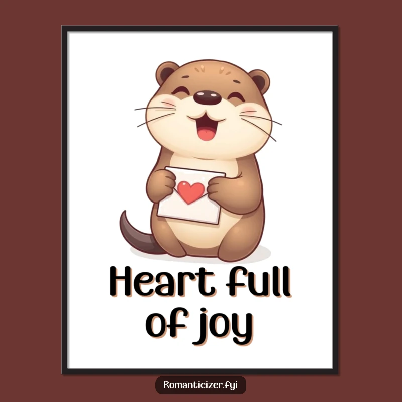 Funny Otter Love Letter Digital Art: Heartwarming Decor, Instant Funny Gift!